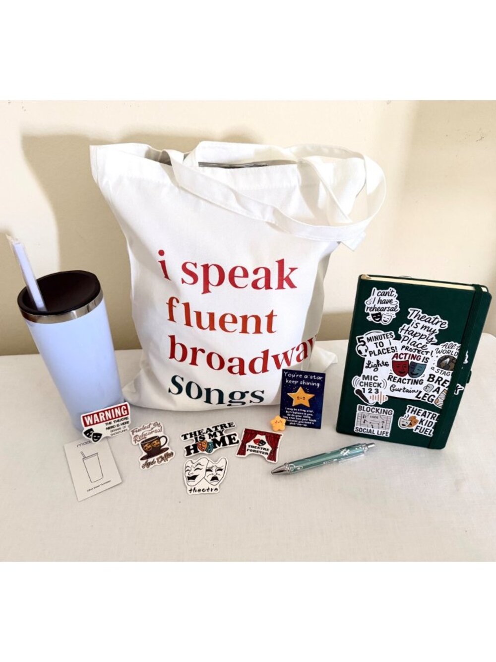 Musical Theater Rehearsal Gift Set Tote Tumbler Journal Stickers Pen